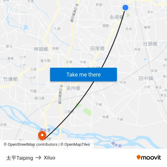 太平Taiping to Xiluo map