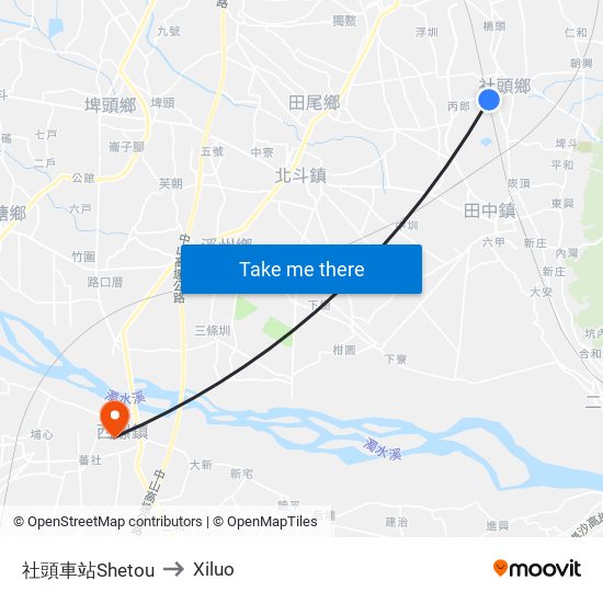 社頭車站Shetou to Xiluo map