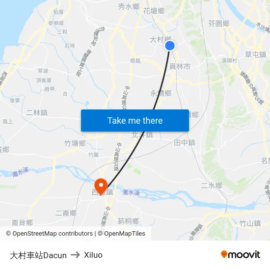 大村車站Dacun to Xiluo map