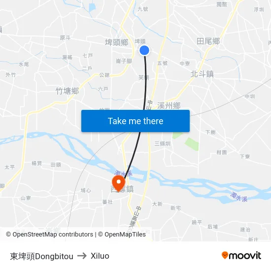 東埤頭Dongbitou to Xiluo map