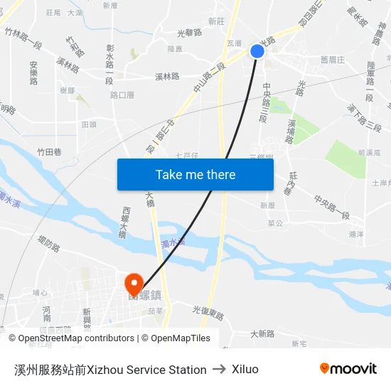 溪州服務站前Xizhou Service Station to Xiluo map