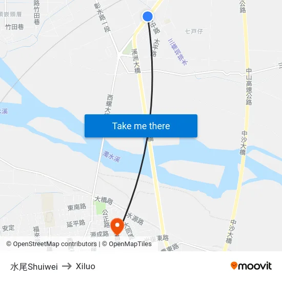 水尾Shuiwei to Xiluo map