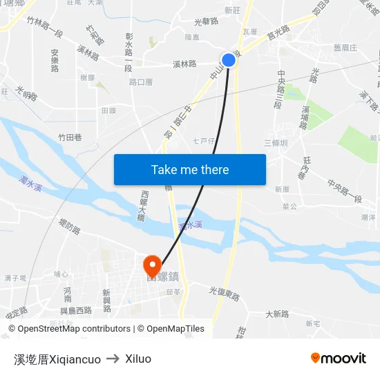 溪墘厝Xiqiancuo to Xiluo map