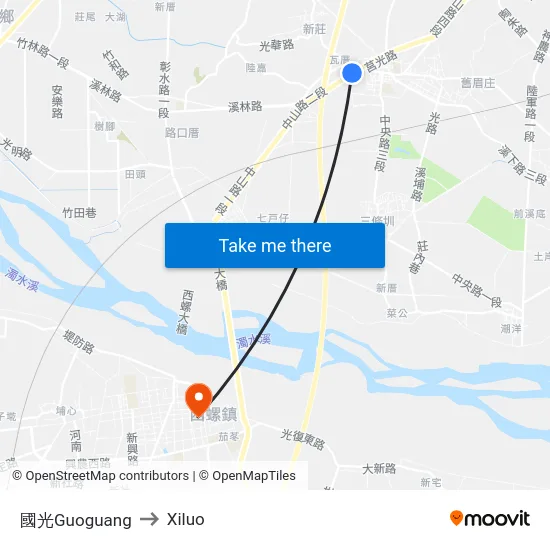 國光Guoguang to Xiluo map