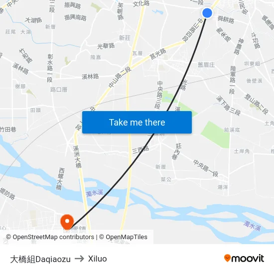 Daqiaozu to Xiluo map