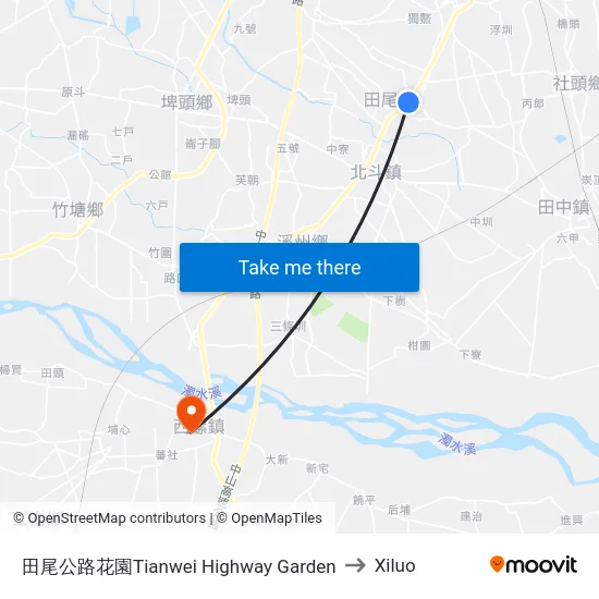 田尾公路花園Tianwei Highway Garden to Xiluo map