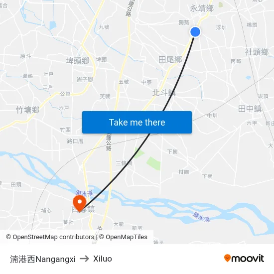 湳港西Nangangxi to Xiluo map
