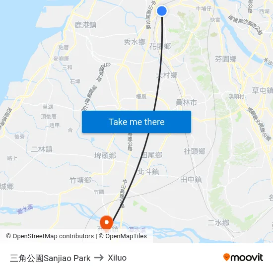 三角公園Sanjiao Park to Xiluo map