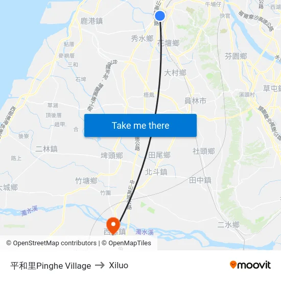 平和里Pinghe Village to Xiluo map