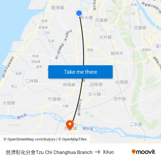 慈濟彰化分會Tzu Chi Changhua Branch to Xiluo map