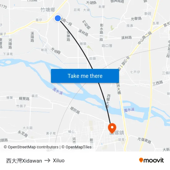 西大灣Xidawan to Xiluo map