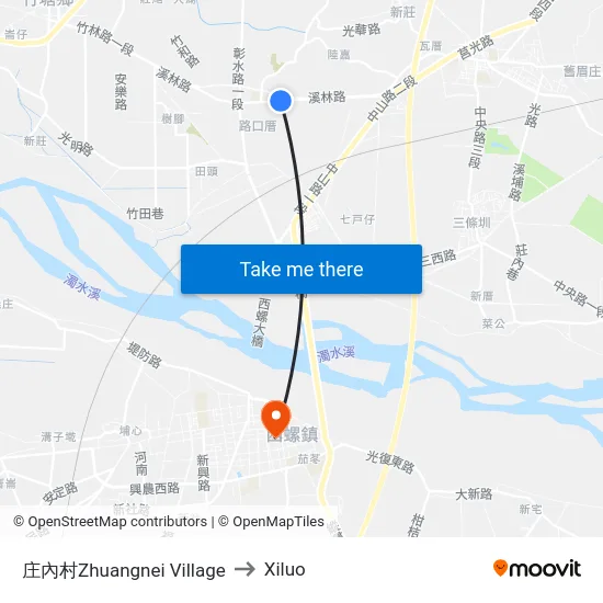 庄內村Zhuangnei Village to Xiluo map