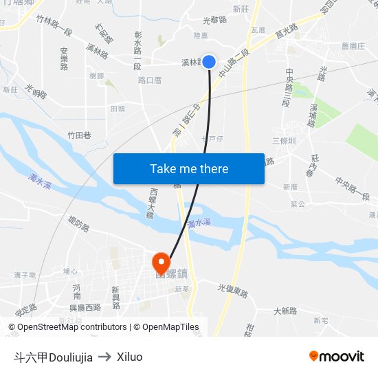 斗六甲Douliujia to Xiluo map