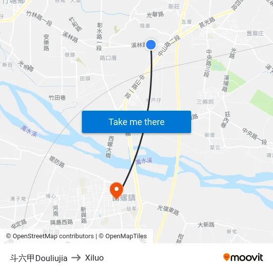 斗六甲Douliujia to Xiluo map