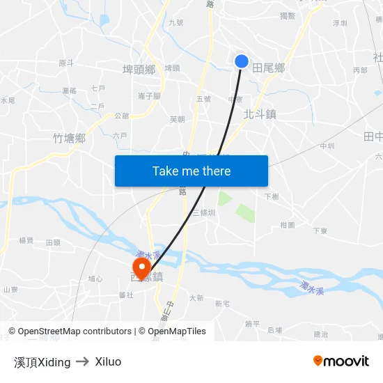 溪頂Xiding to Xiluo map