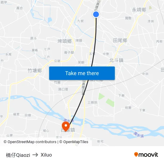 橋仔Qiaozi to Xiluo map