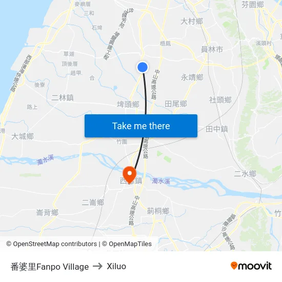 番婆里Fanpo Village to Xiluo map