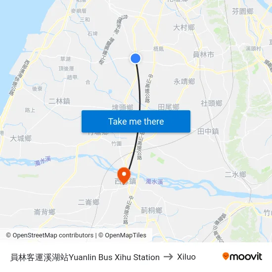 員林客運溪湖站Yuanlin Bus Xihu Station to Xiluo map