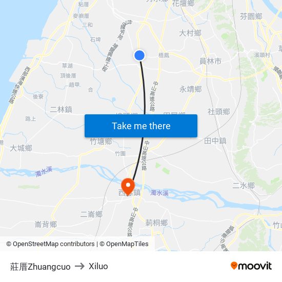 莊厝Zhuangcuo to Xiluo map