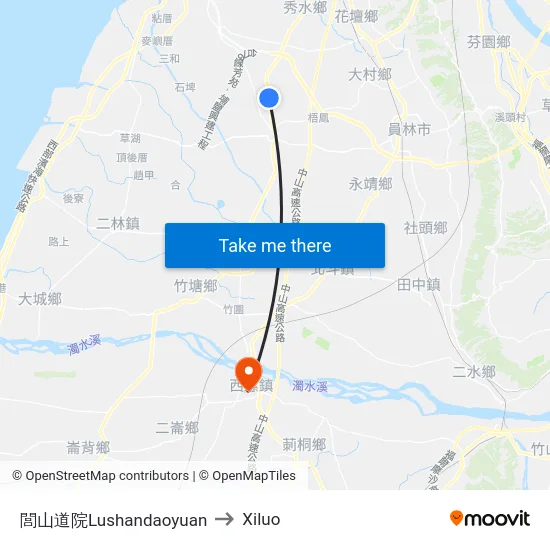 閭山道院Lushandaoyuan to Xiluo map