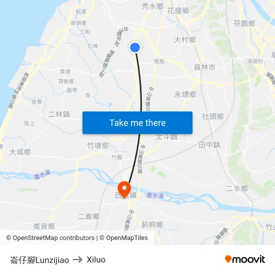 崙仔腳Lunzijiao to Xiluo map