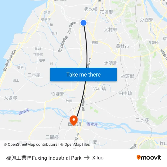 福興工業區Fuxing Industrial Park to Xiluo map