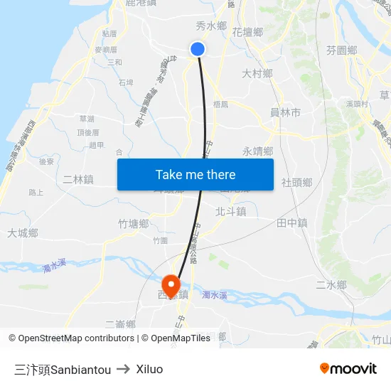 三汴頭Sanbiantou to Xiluo map