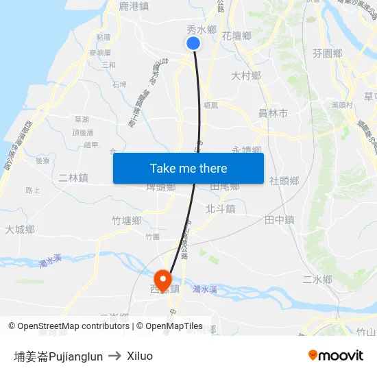 Pujianglun to Xiluo map