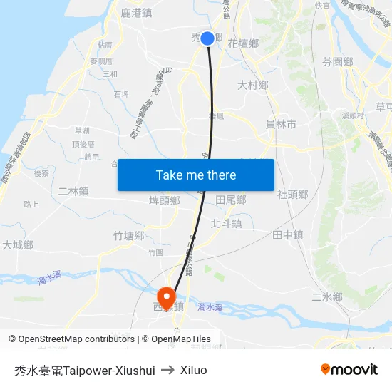 秀水臺電Taipower-Xiushui to Xiluo map