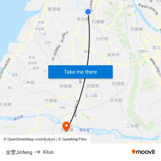 金豐Jinfeng to Xiluo map