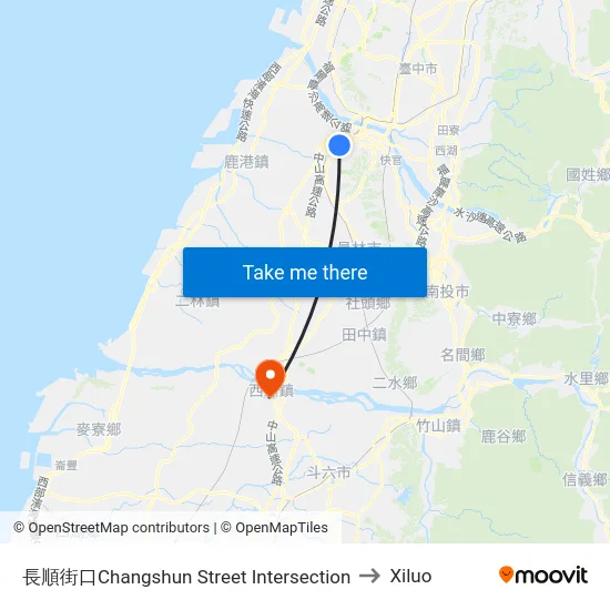 長順街口Changshun Street Intersection to Xiluo map