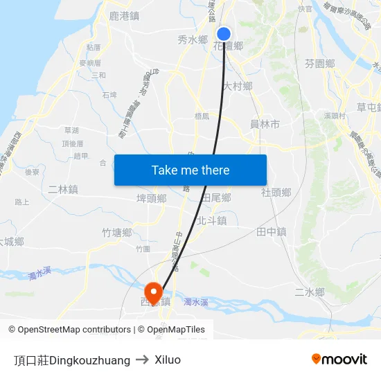 頂口莊Dingkouzhuang to Xiluo map