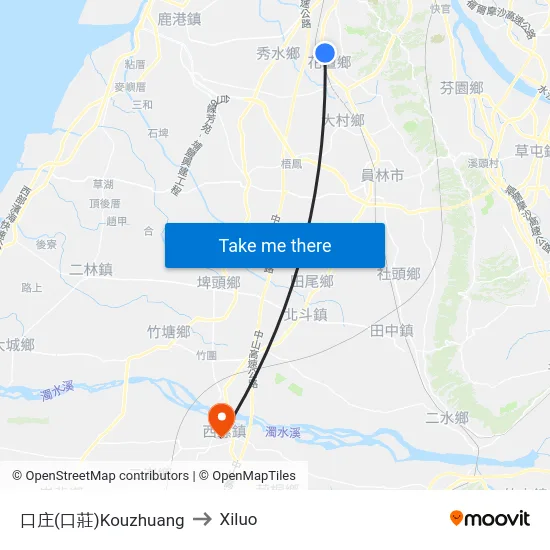 口庄(口莊)Kouzhuang to Xiluo map