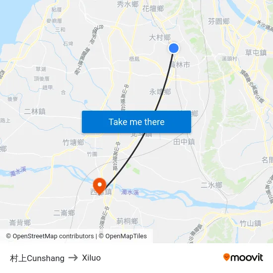村上Cunshang to Xiluo map