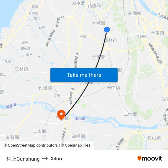 村上Cunshang to Xiluo map