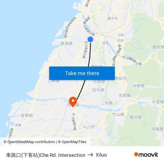 車路口(下客站)Che Rd. Intersection to Xiluo map