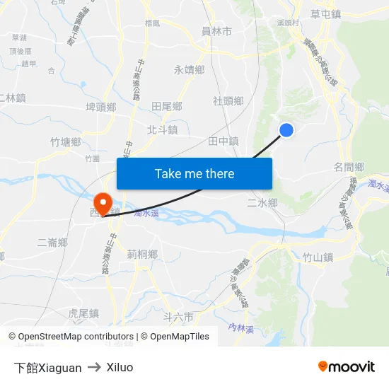 下館Xiaguan to Xiluo map
