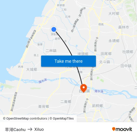 草湖Caohu to Xiluo map