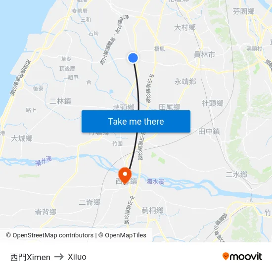 西門Ximen to Xiluo map