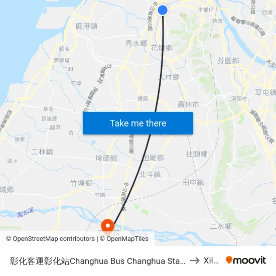 彰化客運彰化站Changhua Bus Changhua Station to Xiluo map