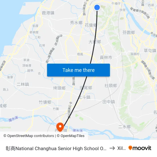 彰商National Changhua Senior High School Of Commerce to Xiluo map