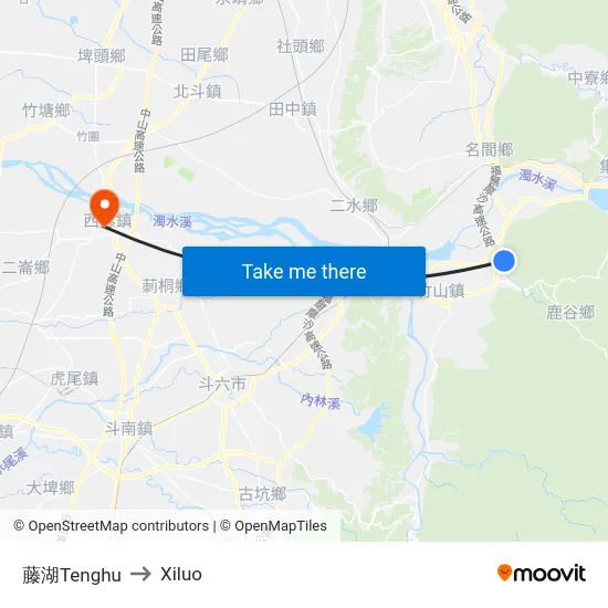 藤湖Tenghu to Xiluo map
