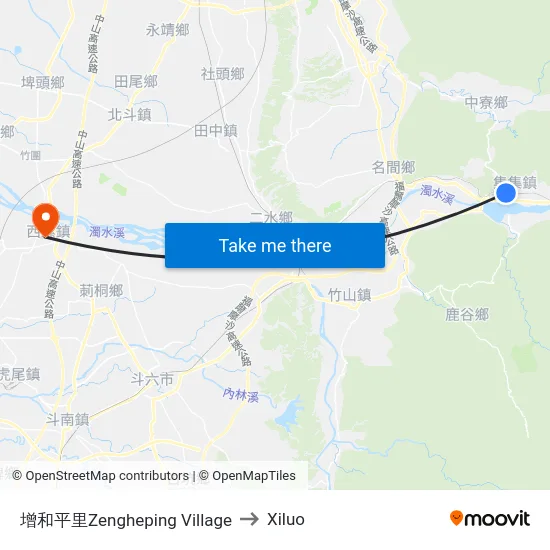 Zengheping Village to Xiluo map