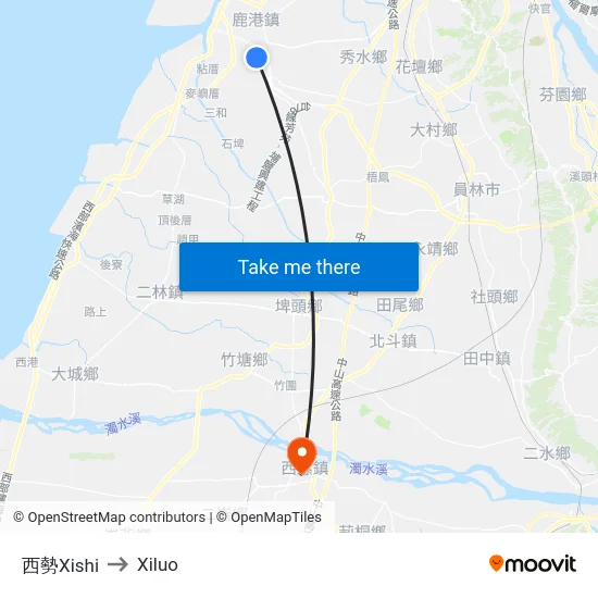 西勢Xishi to Xiluo map