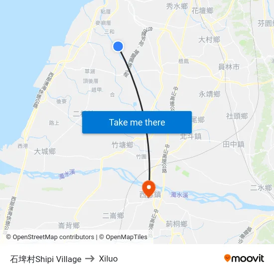 石埤村Shipi Village to Xiluo map