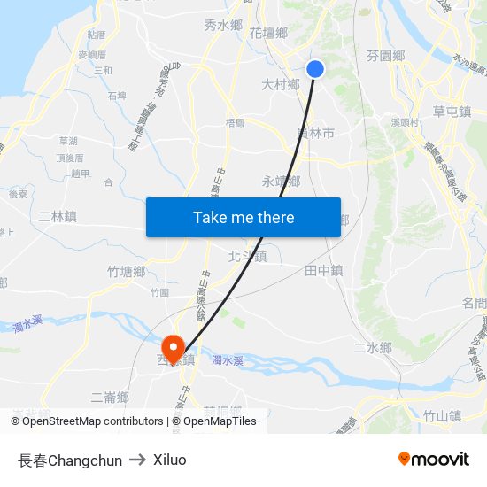 長春Changchun to Xiluo map