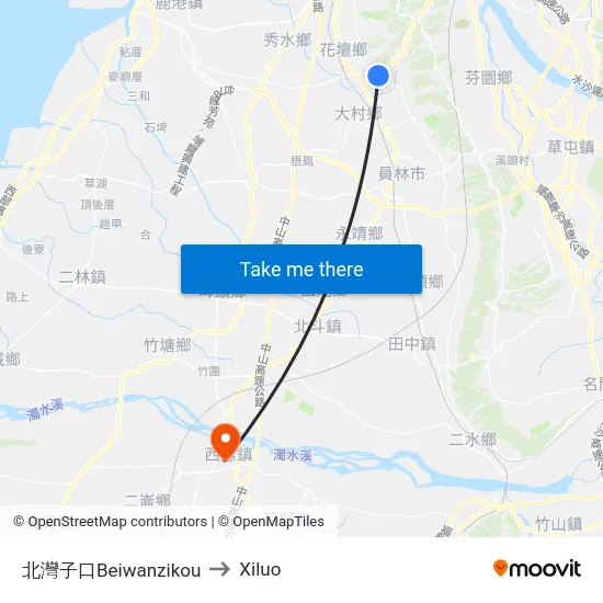 北灣子口Beiwanzikou to Xiluo map