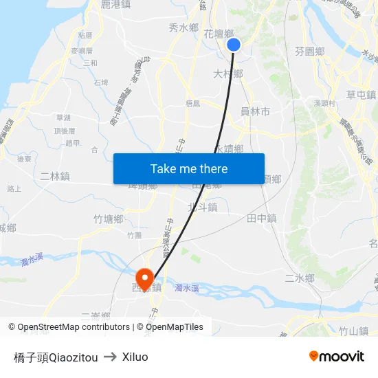 橋子頭Qiaozitou to Xiluo map