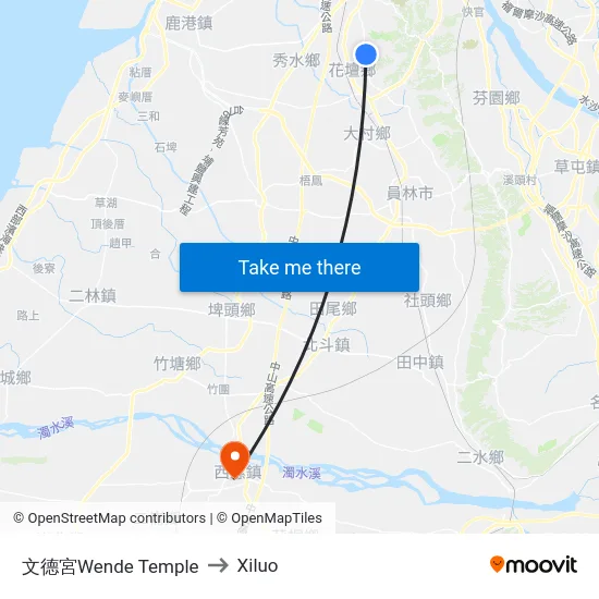 文德宮Wende Temple to Xiluo map