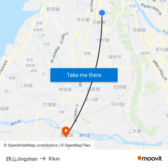 靜山Jingshan to Xiluo map